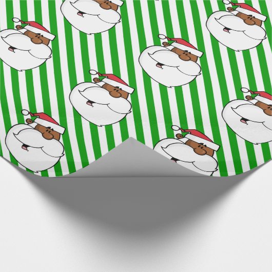 Zwarte kerstman cadeaupapier (Hoek)