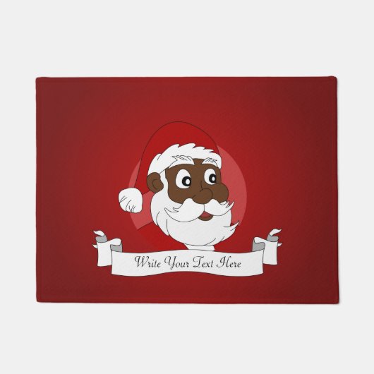 Zwarte Kerstman Cartoon Deurmat (Voorkant)