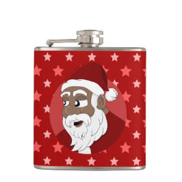 Zwarte Kerstman Cartoon Heupfles