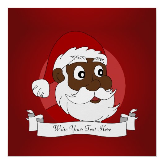 Zwarte Kerstman cartoon Perfect Poster (Voorkant)