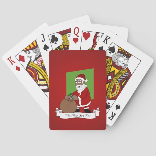 Zwarte Kerstman Cartoon Pokerkaarten (Achterkant)