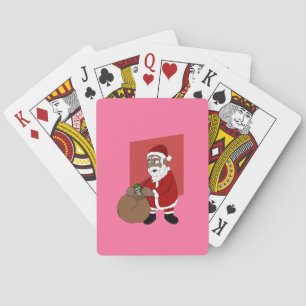 Zwarte Kerstman Cartoon Pokerkaarten