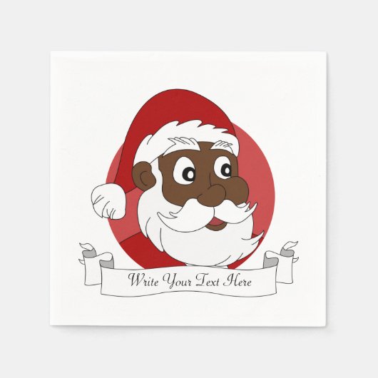Zwarte Kerstman Cartoon Servetten (Voorkant)