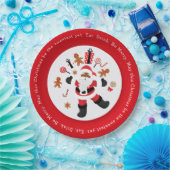 Zwarte Kerstman eet. Drink. Wees vriendelijk. Papieren Bordje (Feest)