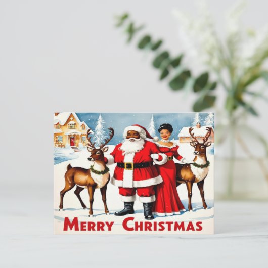 Zwarte Kerstman en mevrouw Claus Kerst Briefkaart (Staand voorkant)
