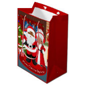 Zwarte Kerstman en Mrs Claus Medium Cadeauzakje (Voorkant Gekanteld)