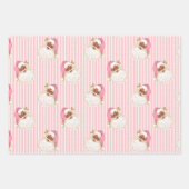 zwarte Kerstman en rendierroze streep Inpakpapier Vel (Voorkant)