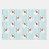  zwarte Kerstman en rendierTurquoise Stripe Inpakpapier Vel (Voorkant)