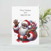 Zwarte Kerstman en Tas van Gifts Platte Kaart Pers (Staand voorkant)