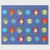 Zwarte Kerstman en Vrienden Cadeaupapier (Vlak)