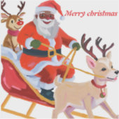 Zwarte kerstman en vrienden sticker (Voorkant)