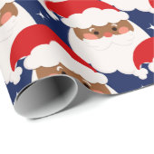 Zwarte kerstman, esthetisch kerstblauw cadeaupapier (Rol Hoek)