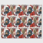 Zwarte kerstman eten koekjes inpakpapier (Vlak)