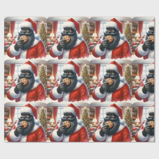 Zwarte kerstman eten koekjes inpakpapier (Vlak)