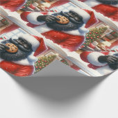 Zwarte kerstman eten koekjes inpakpapier (Hoek)