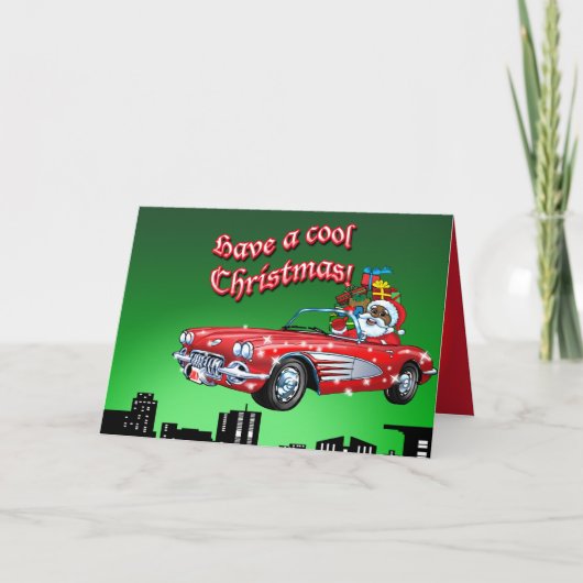 Zwarte Kerstman Feestdagen Kaart (Voorkant)