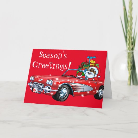 Zwarte Kerstman Feestdagen Kaart (Voorkant)