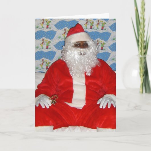 Zwarte Kerstman Feestdagen Kaart (Voorkant)