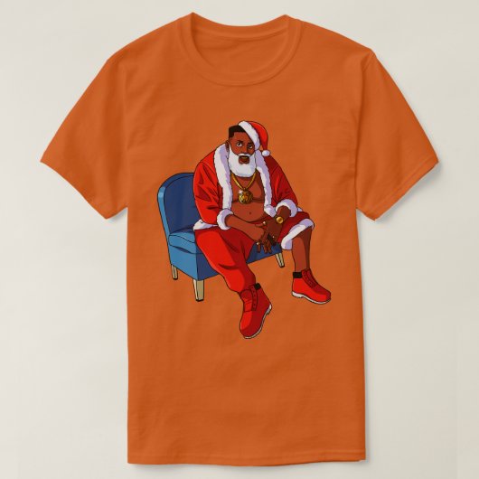Zwarte Kerstman Gangster Kerstmis 6 T-shirt (Design voorkant)
