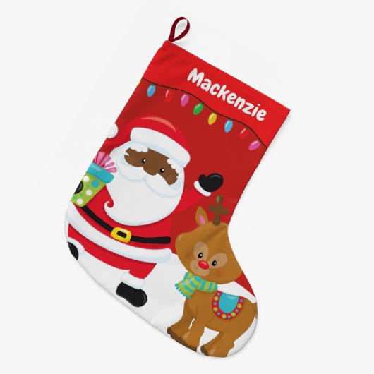 Zwarte Kerstman Grote Kerstsok (Voorkant (Hangend))