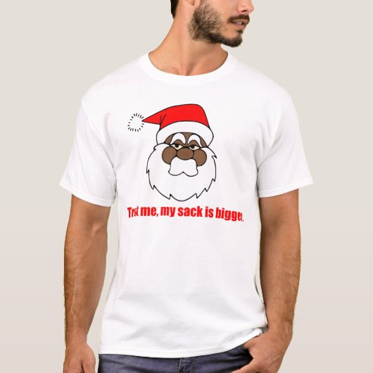 Zwarte Kerstman, grotere rugzak T-shirt (Voorkant)