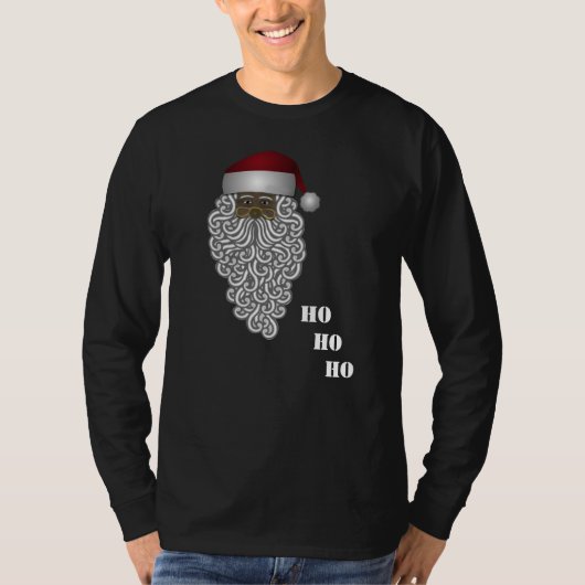 Zwarte Kerstman Ho Ho Ho Kerstmis T-shirt (Voorkant)