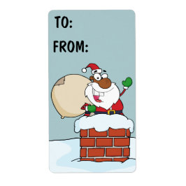 Zwarte kerstman in Chimney Gift Label