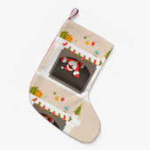 zwarte kerstman in fireplace kleine kerstsok (Voorkant (Hangend))