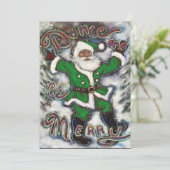 Zwarte Kerstman in Groene Suit Wenskaart/Uitnodigi Kaart (Staand voorkant)