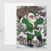 Zwarte Kerstman in Groene Suit Wenskaart/Uitnodigi Kaart (Voorkant / Achterkant)