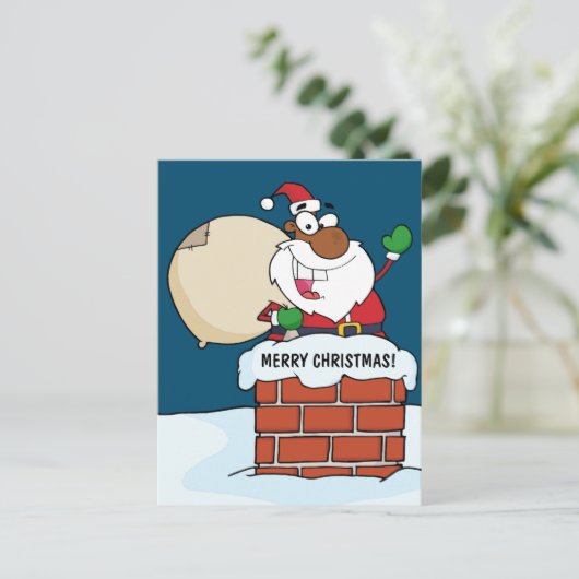 Zwarte kerstman in het Briefkaart Chimney (Staand voorkant)