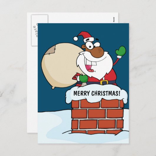 Zwarte kerstman in het Briefkaart Chimney (Voorkant / Achterkant)