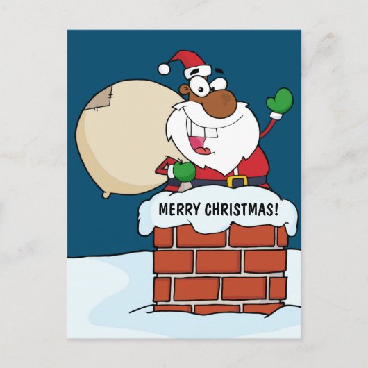 Zwarte kerstman in het Briefkaart Chimney (Voorkant)