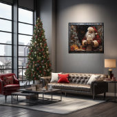 Zwarte Kerstman in het geven van Kerstmis Poster