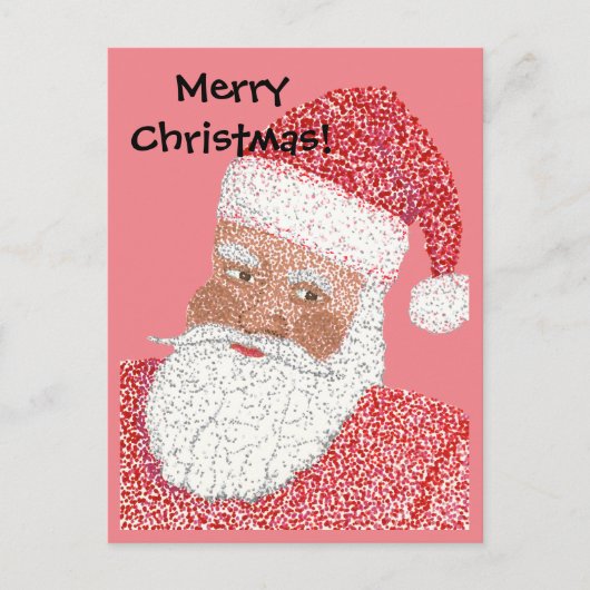 Zwarte Kerstman in Pointillism Aangepaste Briefkaa Briefkaart (Voorkant)