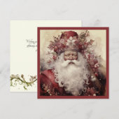 Zwarte Kerstman in Rococo roze roze bloemengewas Feestdagenkaart (Voorkant / Achterkant)