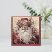 Zwarte Kerstman in Rococo roze roze bloemengewas Feestdagenkaart (Staand voorkant)