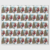 Zwarte Kerstman in Sneeuw Kerstboom & Cadeaus Cadeaupapier (Vlak)