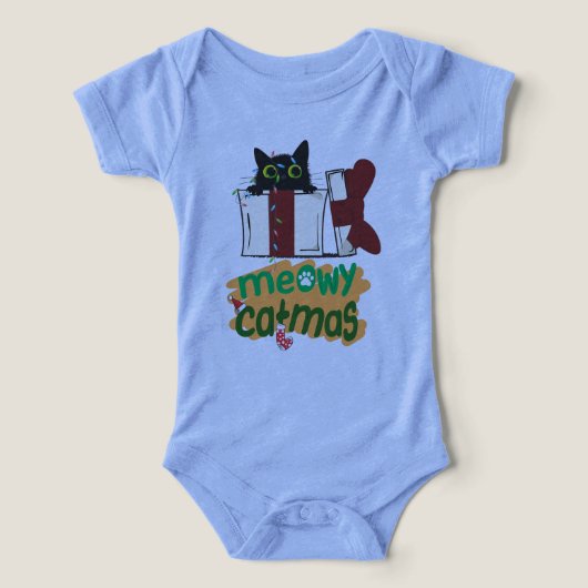 Zwarte Kerstman Kat Verward In Kerstboom Lichten (Design voorkant)