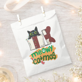 Zwarte Kerstman Kat Verward In Kerstboom Lichten Bedankzakje
