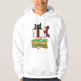 Zwarte Kerstman Kat Verward In Kerstboom Lichten Hoodie