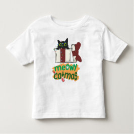 Zwarte Kerstman Kat Verward In Kerstboom Lichten Kinder Shirts