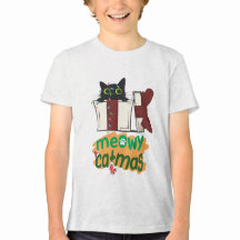 Zwarte Kerstman Kat Verward In Kerstboom Lichten