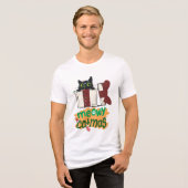 Zwarte Kerstman Kat Verward In Kerstboom Lichten Tri-Blend Shirt (Voorkant volledig)