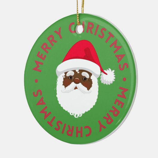 Zwarte Kerstman Keramisch Ornament (Links)