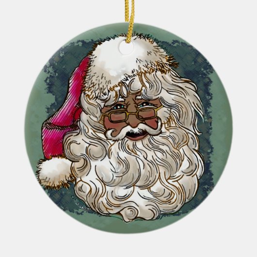 Zwarte Kerstman kerstbal Keramisch Ornament (Voorkant)