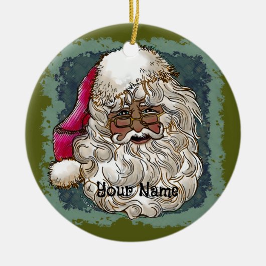 Zwarte Kerstman kerstballen Keramisch Ornament (Voorkant)