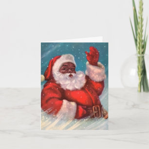 Zwarte Kerstman Kerstkaart Kaart