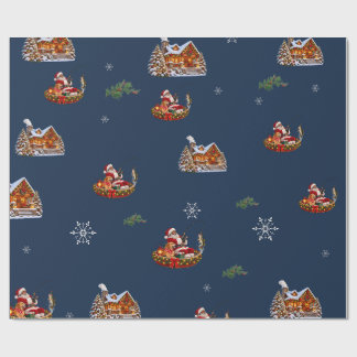 Zwarte Kerstman Kerstmis Vissen Inpakpapier