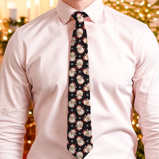 Zwarte Kerstman Kerstmissneeuwvlok Vakantie Stropdas